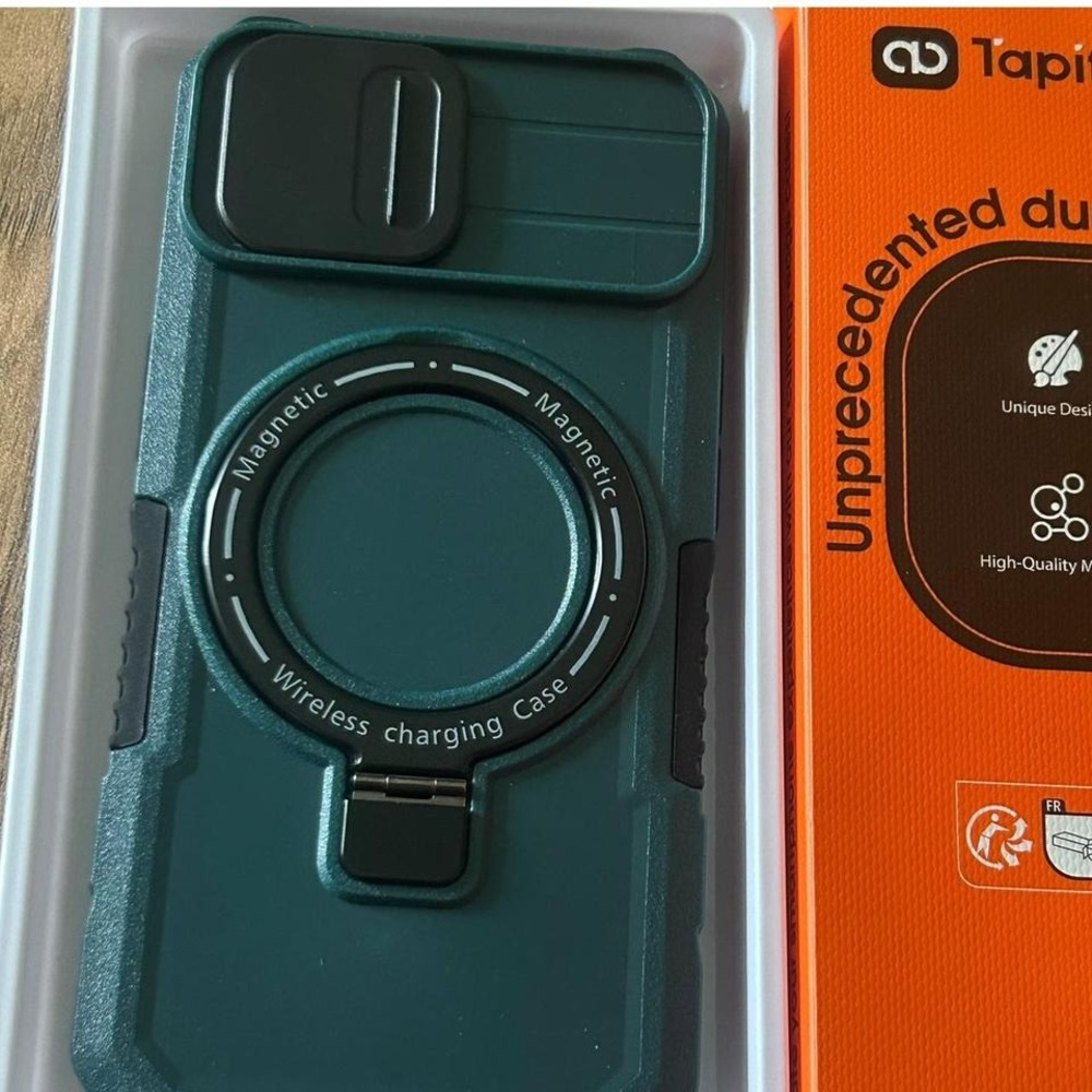 Tapify iPhone‎ 13 Cover Green Magnetic Wireless Charging Case Camera Cover